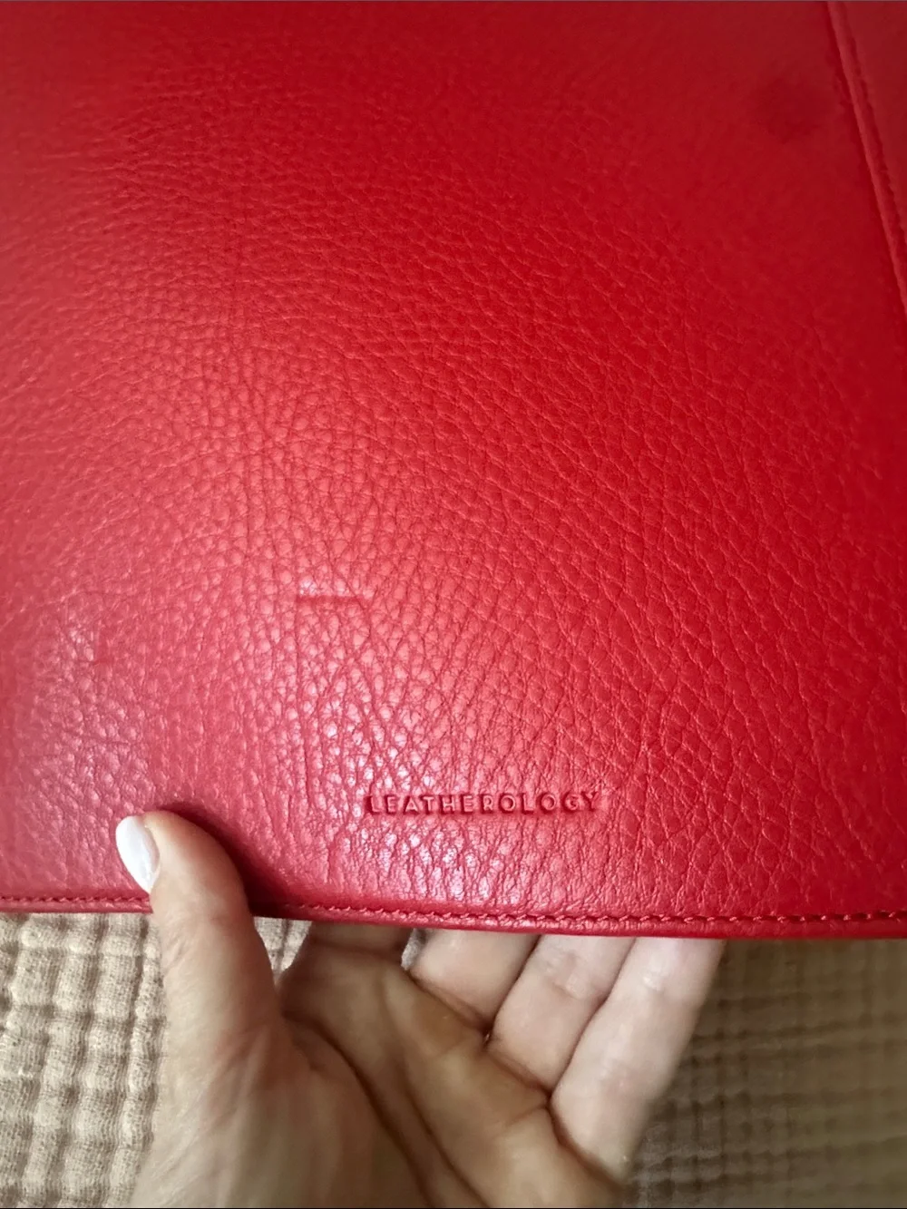 Leatherology Red Leather Folio Case with Magnetic Closure
